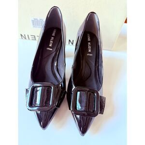 Anne Klein Shoes Womens Size 5.5M Black AKBENTLEY Patent Block Heel Pumps